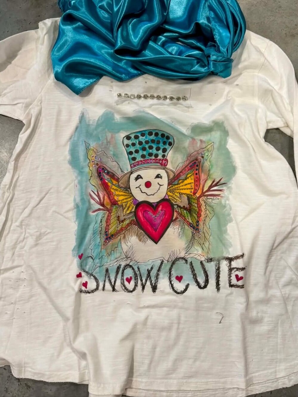 #1870 A Rare Bird Snow Cute 3/4 Sleeve Tee